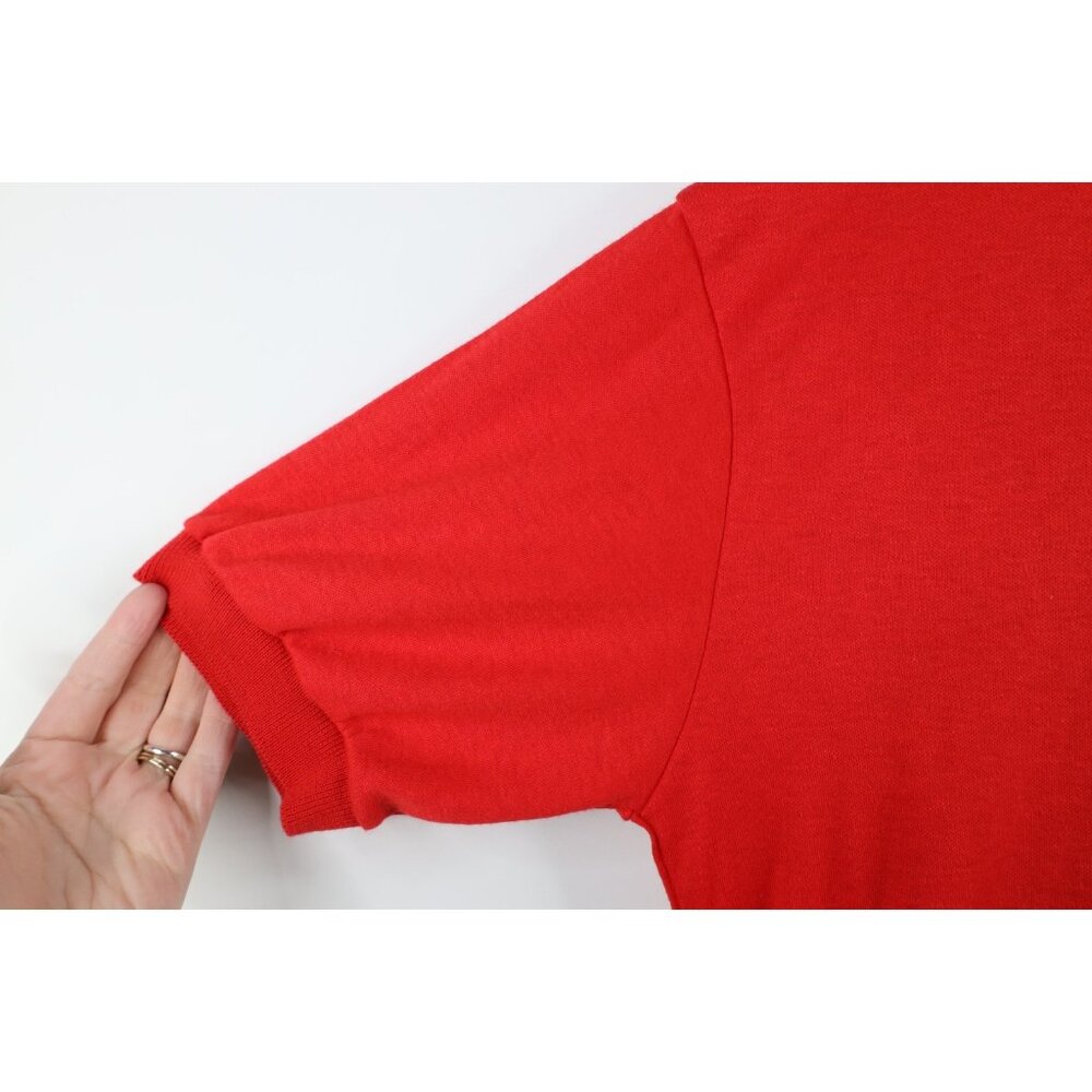 Vtg 80s 90s Streetwear Mens Medium Blank Knit Collared Golf Polo Shirt Red USA - Picture 7 of 15